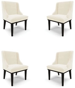 Kit 4 Cadeiras Decorativas Sala de Jantar Base Fixa de Madeira Firenze Veludo Bege/Preto G19 - Gran Belo