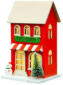 Casinha Decorativa de Natal com Led Vermelho 17x10x9 cm F04 - D'Rossi