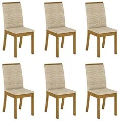 Kit 6 Cadeiras Estofadas para Sala de Jantar Isa Nature/Linho - Henn