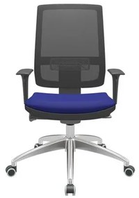 Cadeira Office Brizza Tela Preta Assento Aero Azul Autocompensador Base Aluminio 120cm - 63749 Sun House