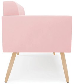 Sofá Namoradeira Elisa Suede Pés Palito Natural - D'Rossi - Rosa Bebê