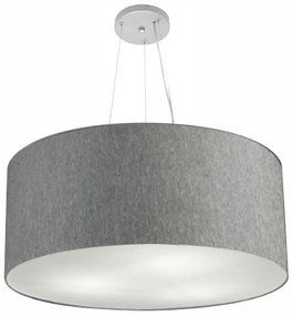 Lustre Pendente Cilíndrico Md-4150 Cúpula em Tecido 70x21cm Rustico Cinza - Bivolt