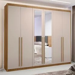 Guarda Roupa Casal 6 Portas Espelho Dubai Majestic Nature/Fendi - VLR