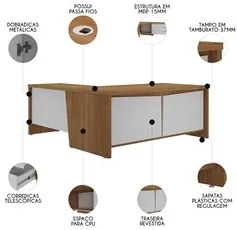 Mesa para Escritório em L Chefia 190cm Corp A06 Freijó/Branco - Mpozen