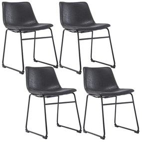 Kit 04 Cadeiras Decorativa Sala de Estar Recepção Fixa Maia PU Preto G56 - Gran Belo