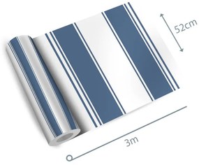 Papel de Parede listrado horizontal azul e branco