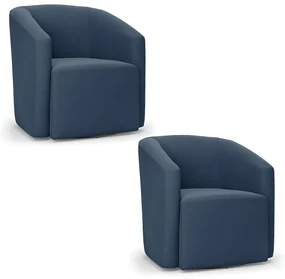 Poltrona Decorativa Base GiratĂłria Kit 2 Stella Max Suede Azul Marinho D03 - D'Rossi