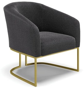 Poltrona Decorativa Base Industrial Dourado Stella Bouclê D03 - D'Rossi - Grafite