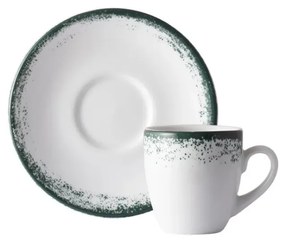 Xicara Café Com Pires 60Ml Porcelana Schmidt - Dec. Nevoa Verde 2432