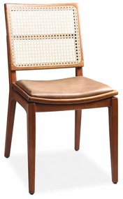 Cadeira Brigite Palha Natural Sextavada e Estofada Estrutura Madeira Liptus Design Sustentável