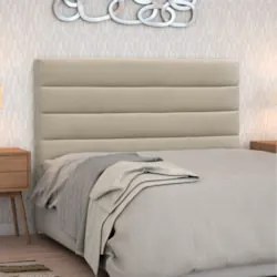 Cabeceira Casal King 195cm Greta Suede Liso Bege Z51 - Mpozenato