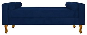 Recamier Baú Félix Solteiro 100cm Suede Azul Marinho - ADJ Decor