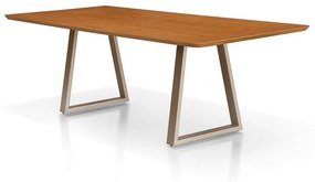 Mesa de Jantar Arezzo Retangular Tampo com Lâmina Cinamomo Base Aço Carbono Pintura Eletrostática Design Moderno