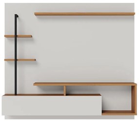 Painel TV 58 Pol 180cm Bancada Suspensa Jordan C04 - D'Rossi - Off White e Freijó