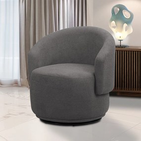 Poltrona Decorativa Orgânica Giratória Névoa Bouclê Cinza Escuro E03 - D'Rossi