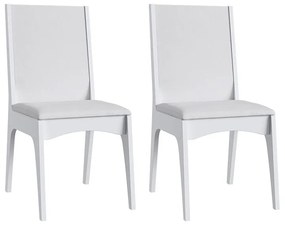 Conjunto 2 Cadeiras Mdf Estofada Envelopada Corino - Branca
