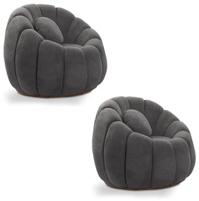 Kit 02 Poltronas Decorativa Orgânica para Sala Cloud Bouclê E03 - D'Rossi - Cinza escuro