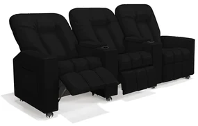 Poltrona Reclinável 3 lugares para Sala de Cinema Pequim PU Preto G23 - Gran Belo