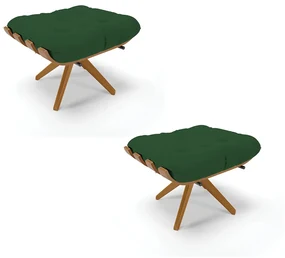 Puff Giratório Costela kit 2 Veludo Base de Madeira MA30 M11 - D'Rossi - Verde