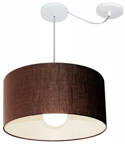 Lustre Pendente Cilíndrico Com Desvio Café MJ-4230 Para Mesa de Jantar e Estar