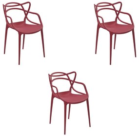 Kit 3 Cadeiras Decorativas Sala e Cozinha Feliti (PP) Cereja G56 - Gran Belo