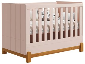 Berço Mini Cama Lotus com Frisos - Rosa Fosco