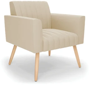 Poltrona Viena Gomada Suede Pés Palito Natural - D'Rossi - Bege