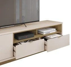 Rack Para Sala Bancada de TV 75 Pol 218cm Isis Off White/Mel - Caemmun