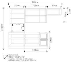 Armário de Cozinha Modulado 4 Peças Sem Tampo CJ1 Duna P09 Branco - Mp