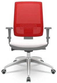 Cadeira Brizza Diretor Grafite Tela Vermelha com Assento Vinil Eco Branco Base Autocompensador Aluminio - 65804 Sun House