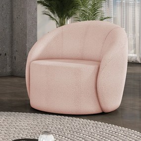 Poltrona Decorativa Orgânica Giratória Lua Bouclê D03 - D'Rossi - Rose