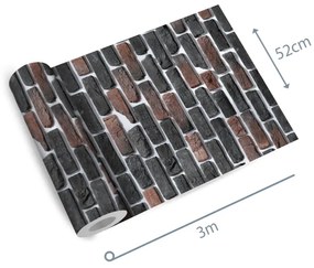 Papel de parede adesivo tijolo cinza e marrom escuro