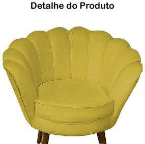 Poltrona Decorativa Pétala Pés Palito Suede Amarelo - Sheep Estofados