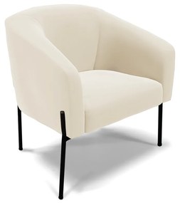 Poltrona Decorativa Pé de Ferro Preto Stella Suede Veludo Bege D03 - D'Rossi