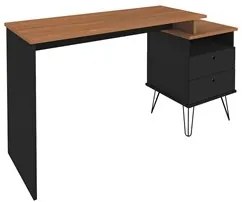 Mesa Escrivaninha Estilo Industrial Flex Lux A06 Freijó/Preto - Mpozen