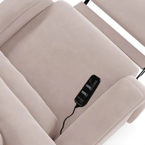 Poltrona do Papai Reclinável Napoli Power Touch Massagem Veludo Rosê FH1 - D'Rossi