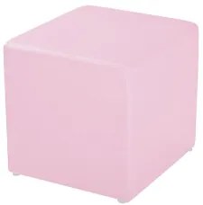 Puff Decorativo Quadrado Corino Rosa 34X34X34Cm Orthovida