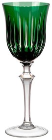 Taça de Cristal Lapidado Artesanal p/ Água - Verde Escuro - 66  Verde Escuro - 66