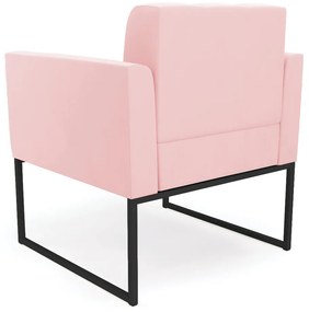 Poltrona Elisa Suede Rosa Bebê Base Metálica Industrial Preto - D'Rossi