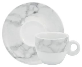 Xícara Café Com Pires 80Ml Porcelana Schmidt - Dec. Mármore Cinza 2343