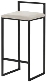 Banqueta Decorativa Selena Base Preta Suede Bege G41 - Gran Belo