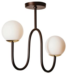 Plafon De Sobrepor Soul C/ 02 Globos 22X31X52Cm 2L G9 Metal E Globo Ø1... (FN-F - Fendi Fosco, AMBAR)