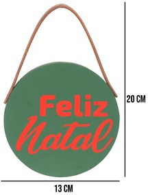 Placa Decorativa Feliz Natal em Madeira Verde 20x13 cm F04 - D'Rossi