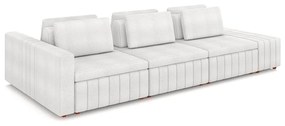 Sofá Ilha com Encosto e Almofadas Móveis Olimpo 365cm Modulado Bouclê Branco G45 - Gran Belo