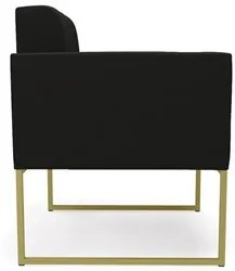 Poltrona Decorativa Base Industrial Dourado Ana Suede Preto - Ibiza