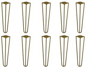 Kit 10 Pés de Metal 30 CM Hairpin Legs Mesa de Canto Rack e Puffs Dourado G41