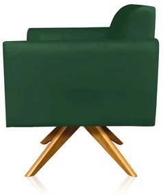 Poltrona Giratória Marisa Suede Verde Base Madeira MA30 D'Rossi