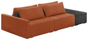 Sofá Ilha 2 Lugares Living 292cm Modulado Sala Lary Bouclê Terracota/PU Pto K01 - D'Rossi