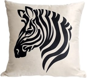 Capa de Almofada de Veludo Lotus Tons de Preto 44x44cm - Zebra - Com Enchimento