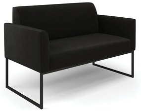 Sofá Namoradeira com 2 Poltronas Base Industrial Preto Marisa Suede D03 - D'Rossi - Preto